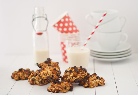 Galletas de copos de avena, albaricoque y chocolate