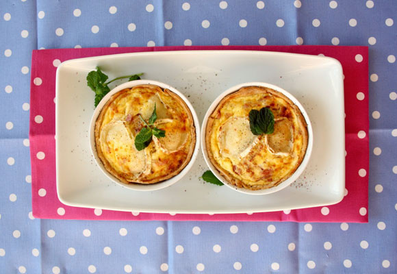 Tartaletas saladas, de bacón y queso