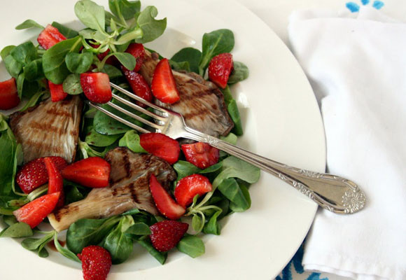 Ensalada de canónigos, fresas y setas 8 Ensalada de canónigos, fresas y setas