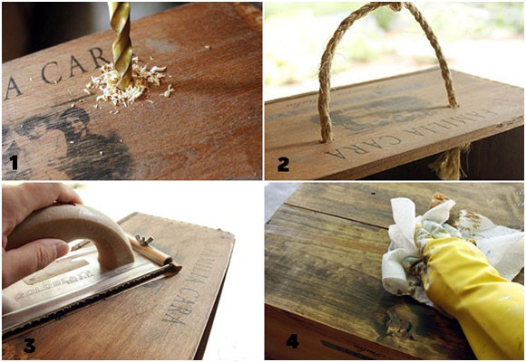 Reutilizar cajas de madera para hacer un regalo a papá 8 Un revistero con una caja de vino