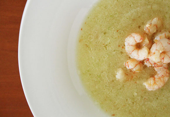 Gazpacho de melón con gambas