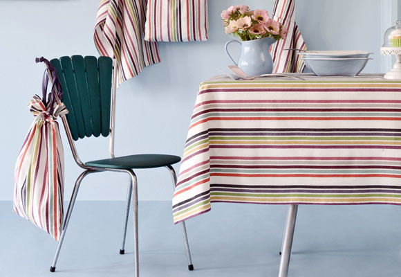 Textiles de rayas en la cocina