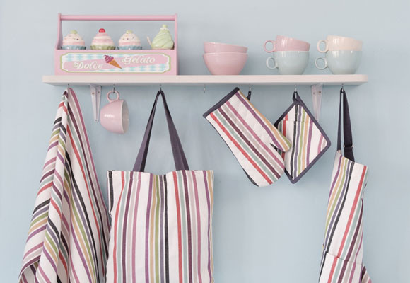 Textiles de rayas en la cocina