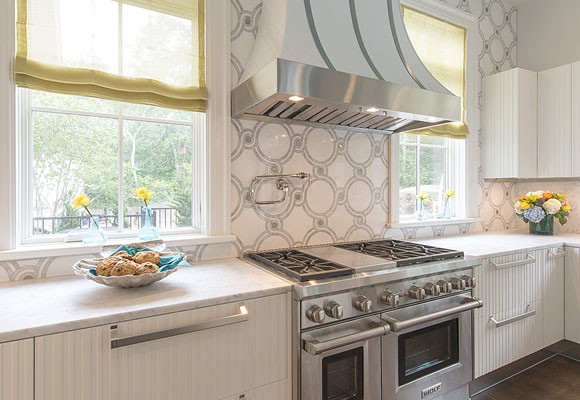 Una romántica cocina de color turquesa